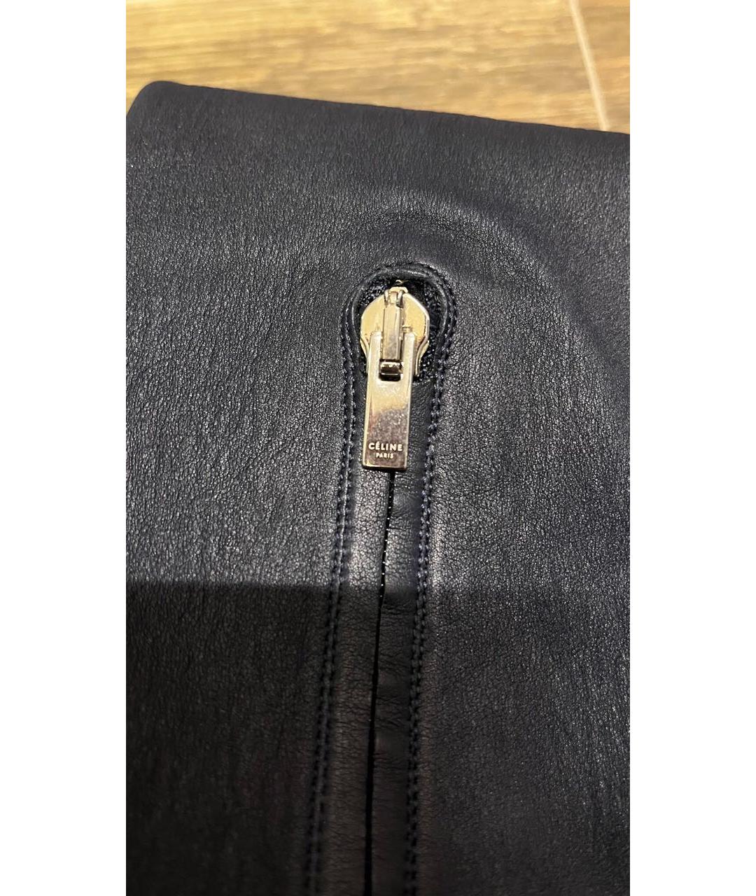 CELINE Темно-синие кожаные ботфорты, фото 6