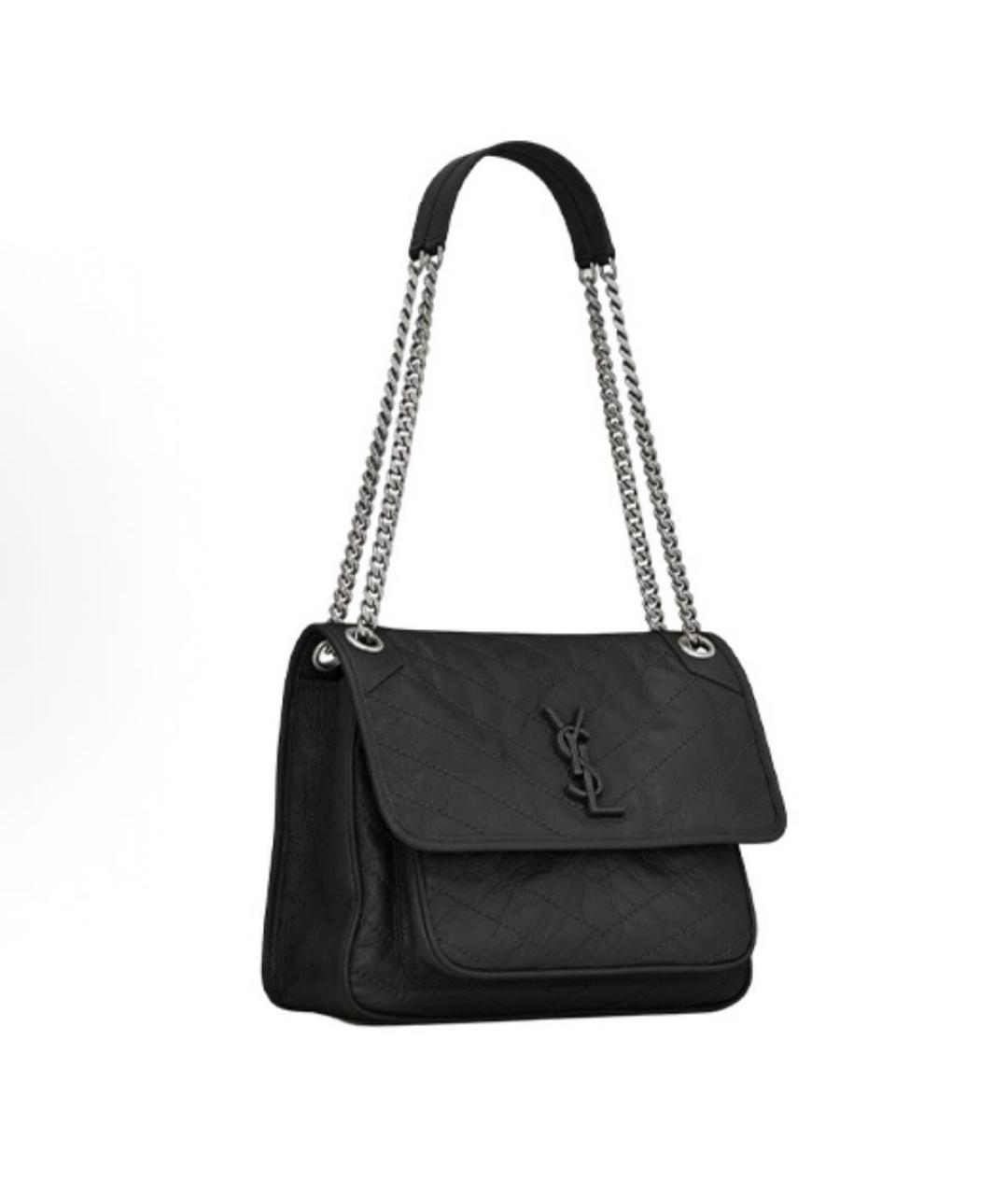 SAINT LAURENT Черная кожаная сумка тоут, фото 2