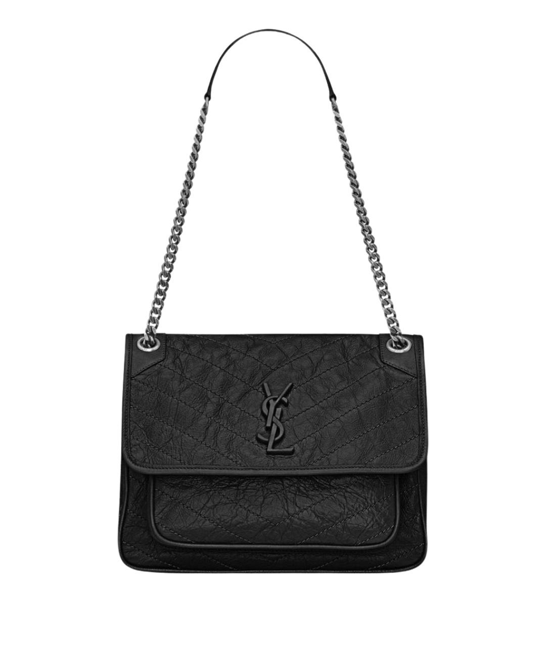 SAINT LAURENT Черная кожаная сумка тоут, фото 1