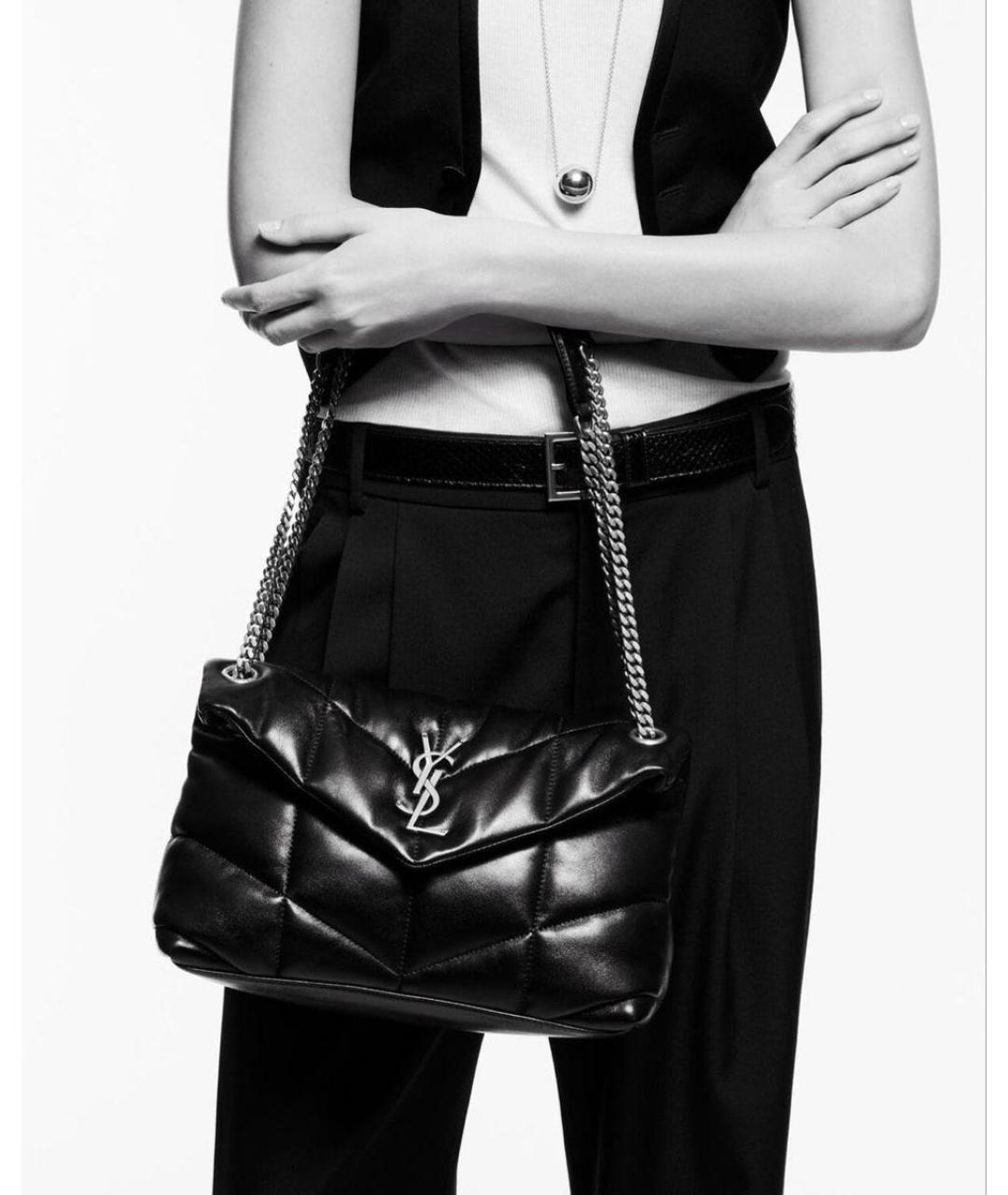 SAINT LAURENT Черная кожаная сумка через плечо, фото 4