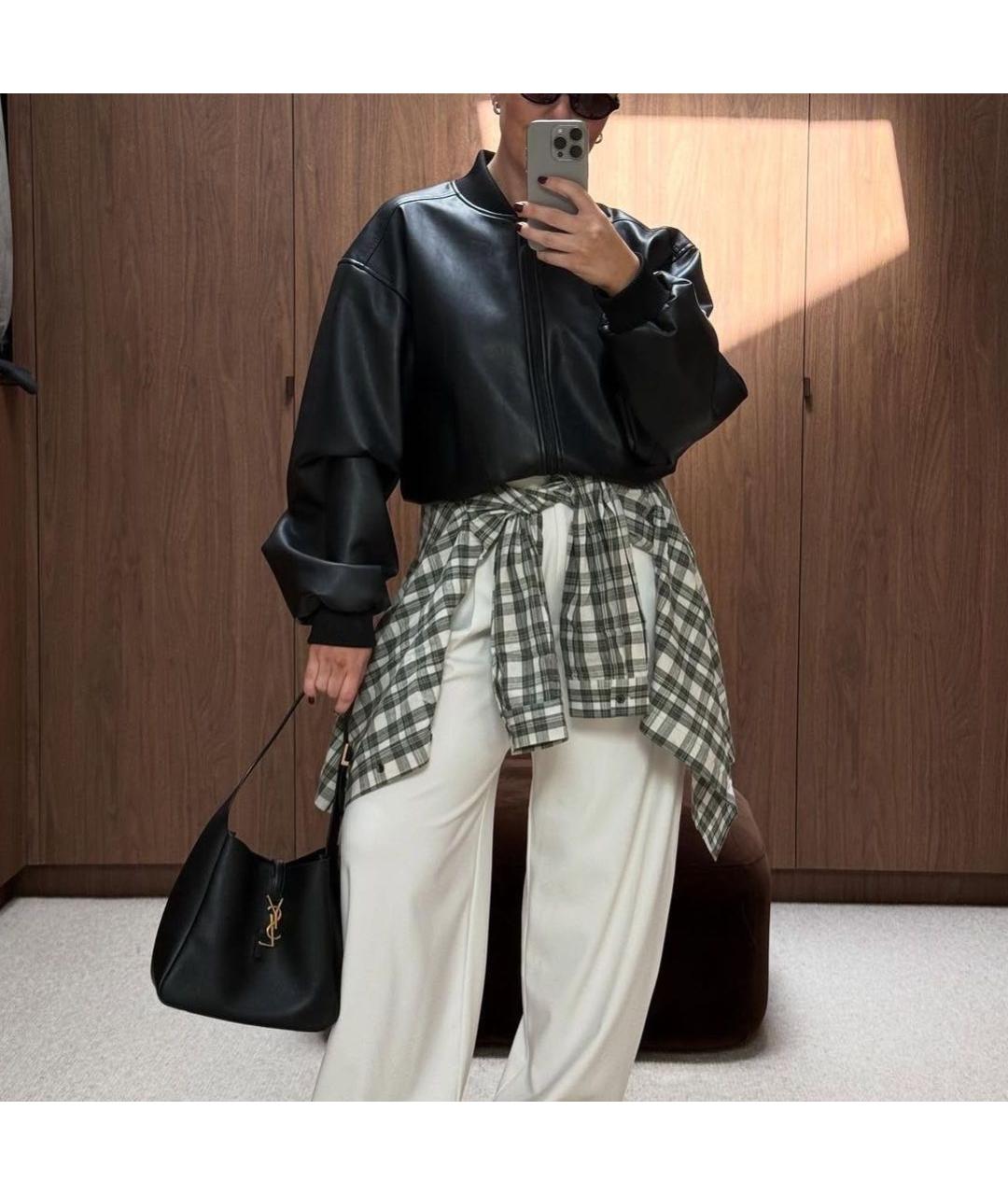 SAINT LAURENT Черная кожаная сумка тоут, фото 4