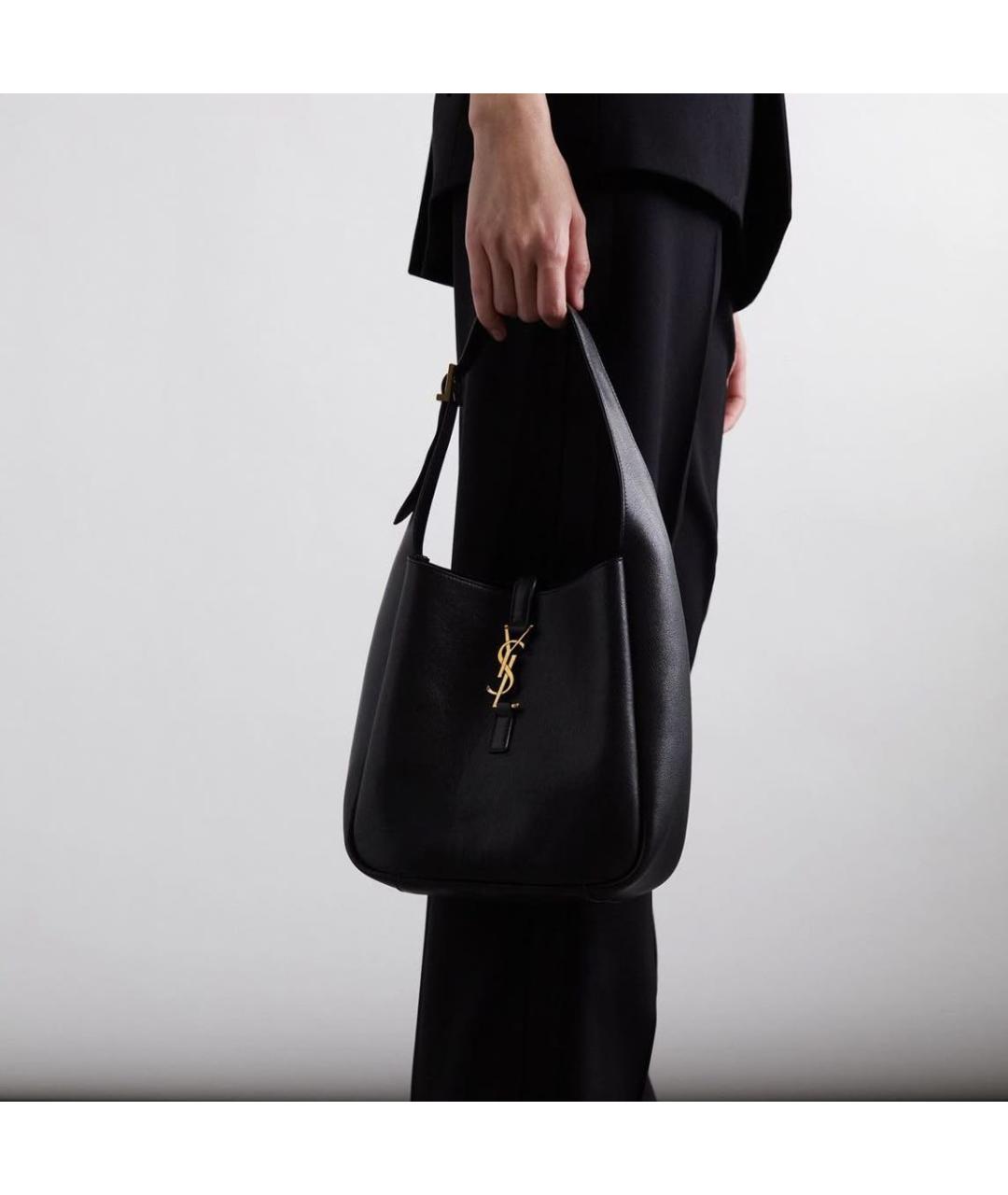 SAINT LAURENT Черная кожаная сумка тоут, фото 5