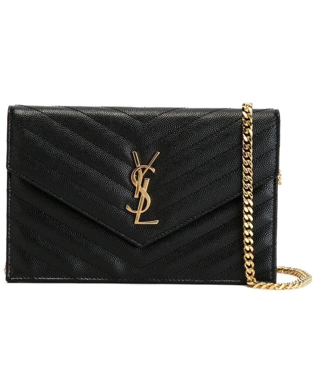 SAINT LAURENT Черная кожаная сумка через плечо, фото 6
