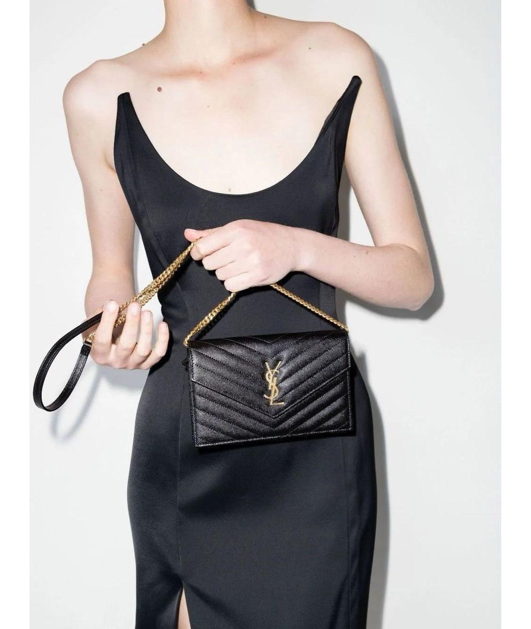 SAINT LAURENT Черная кожаная сумка через плечо, фото 4