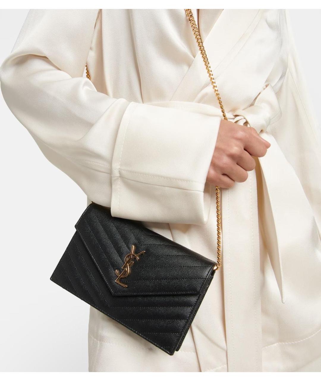 SAINT LAURENT Черная кожаная сумка через плечо, фото 3