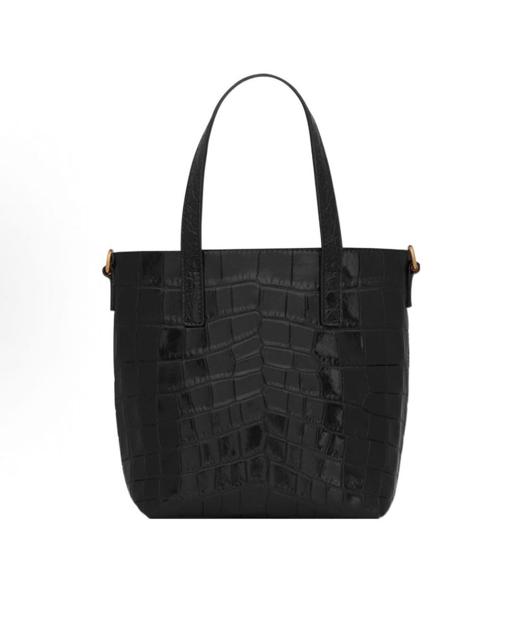 SAINT LAURENT Черная кожаная сумка с короткими ручками, фото 2