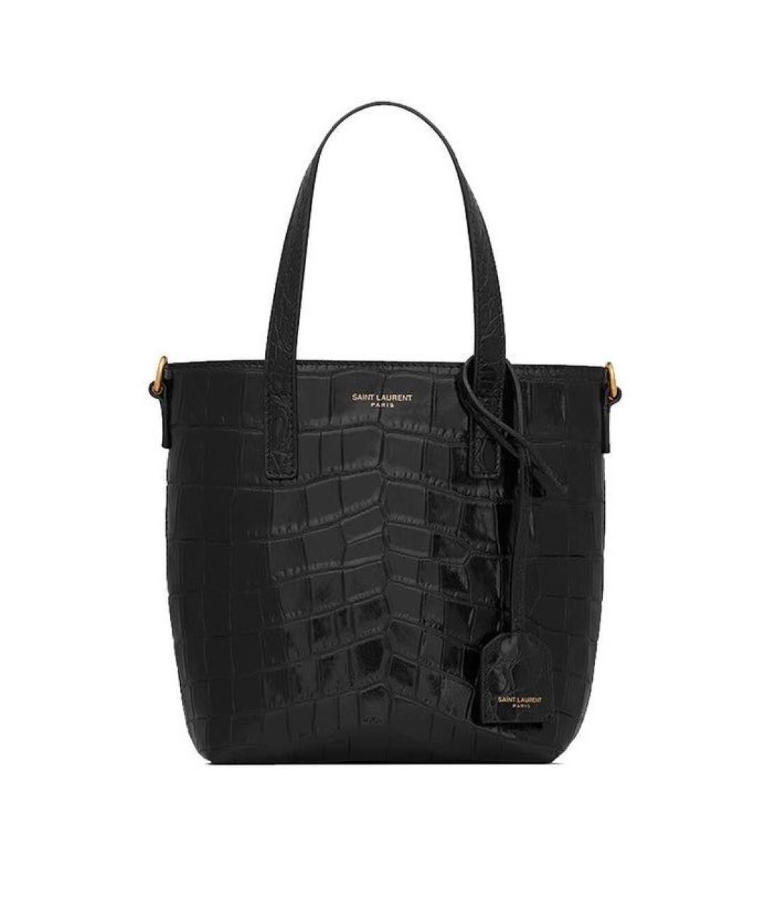 SAINT LAURENT Черная кожаная сумка с короткими ручками, фото 1