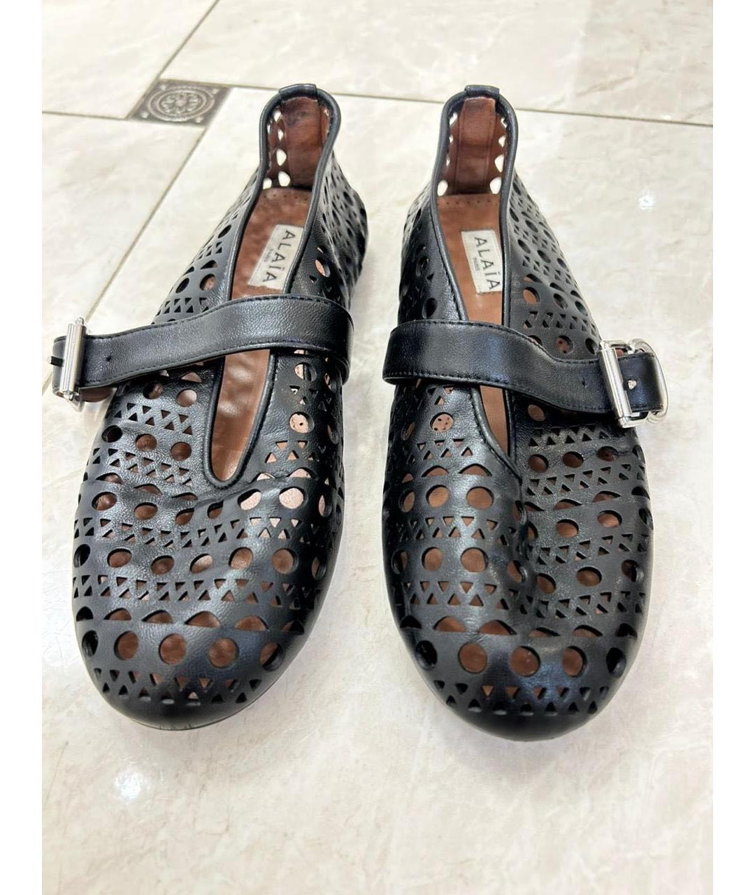 ALAIA Черные кожаные балетки, фото 2