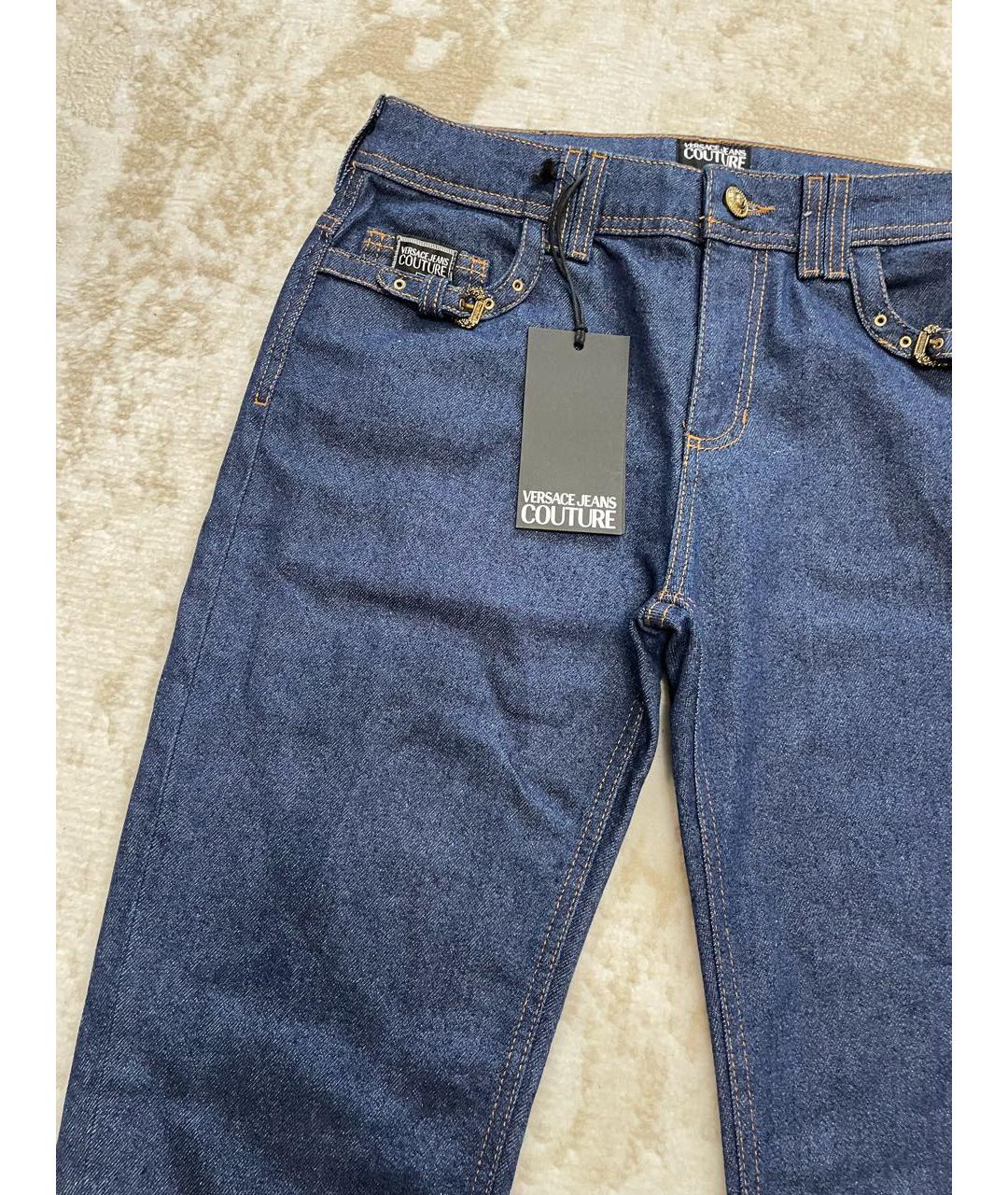 VERSACE JEANS COUTURE Синие хлопко-эластановые джинсы слим, фото 7