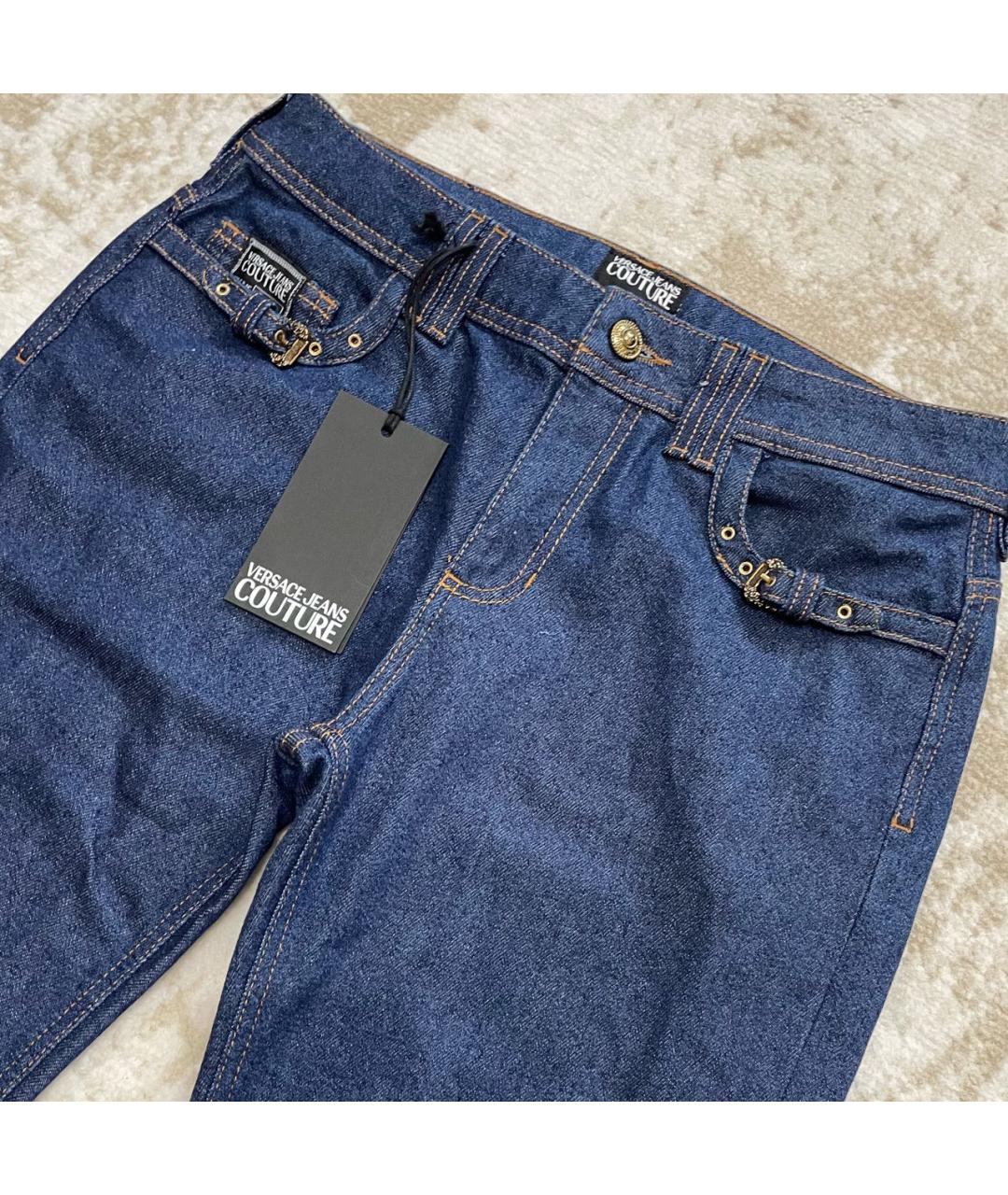VERSACE JEANS COUTURE Синие хлопко-эластановые джинсы слим, фото 4