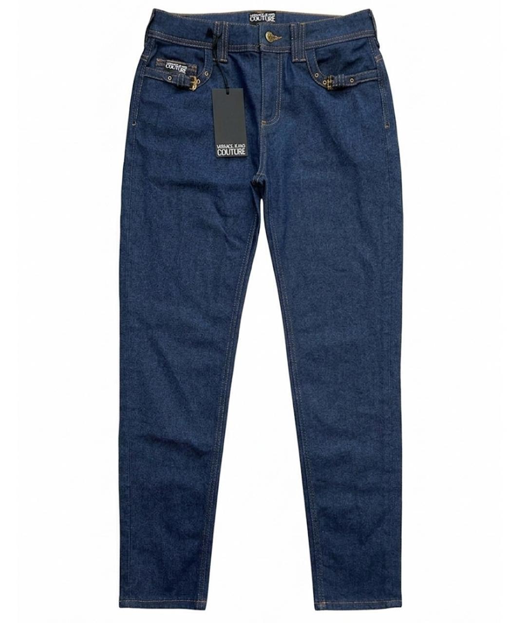 VERSACE JEANS COUTURE Синие хлопко-эластановые джинсы слим, фото 1