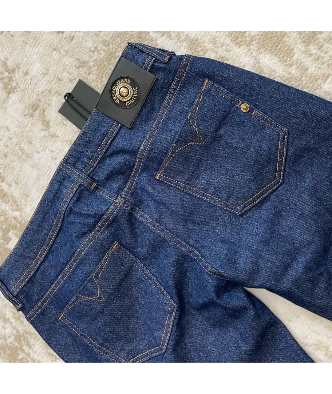 VERSACE JEANS COUTURE Синие хлопко-эластановые джинсы слим, фото 5