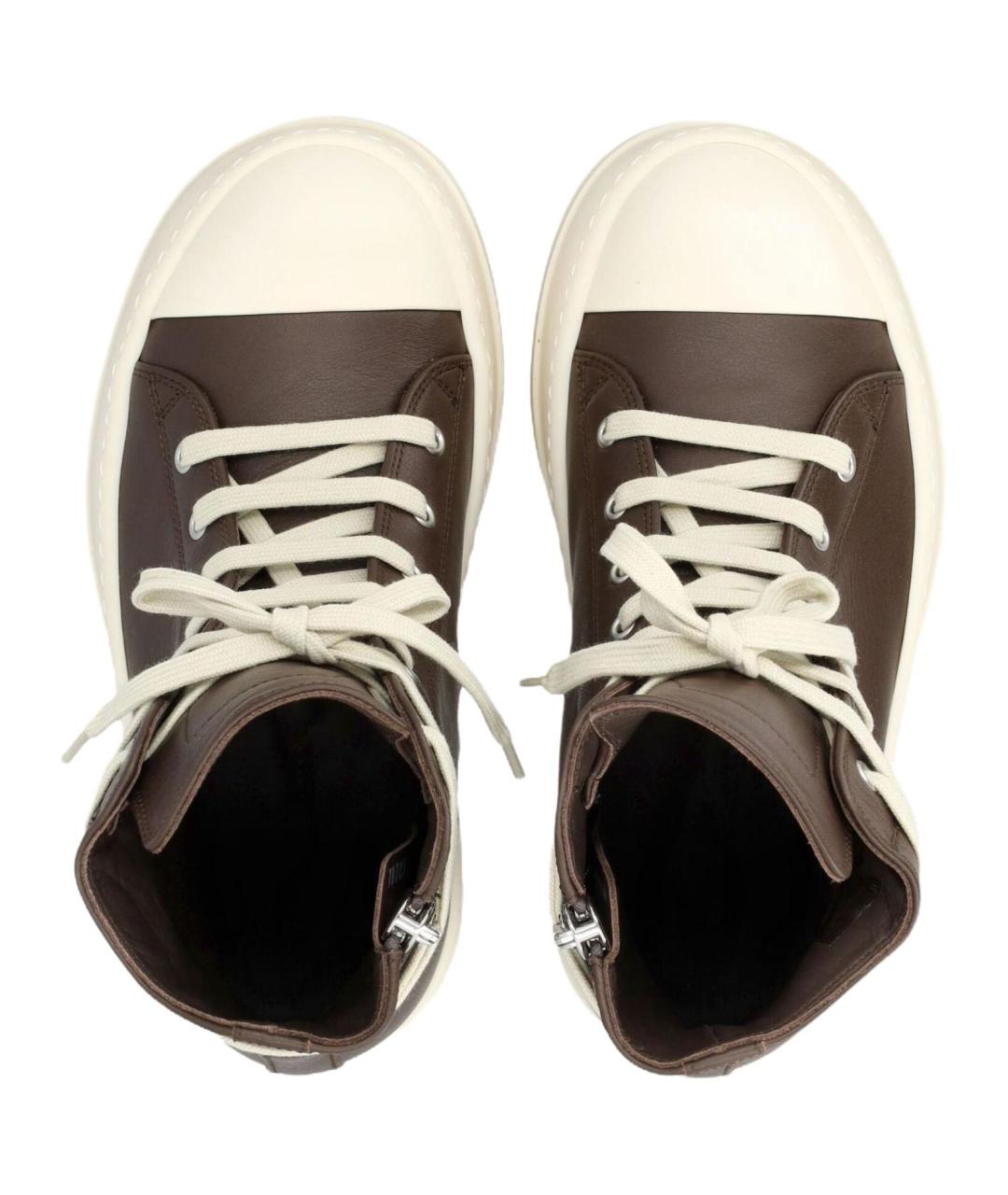 RICK OWENS Коричневые кожаные кроссовки, фото 5
