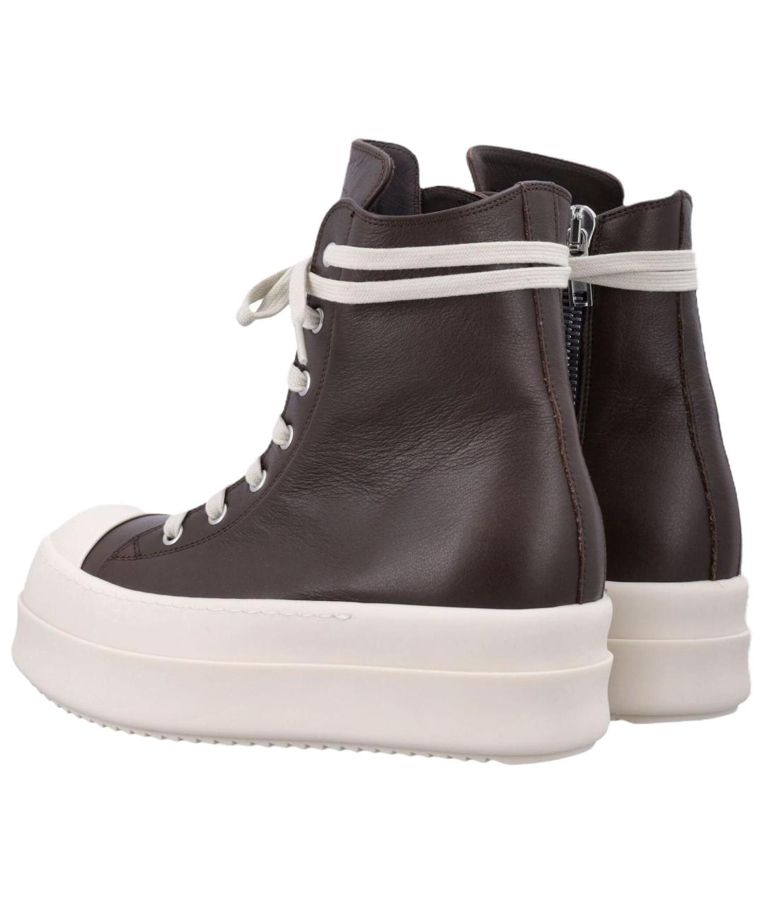 RICK OWENS Коричневые кожаные кроссовки, фото 4