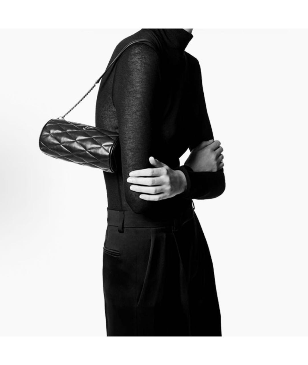 SAINT LAURENT Черная кожаная сумка с короткими ручками, фото 5