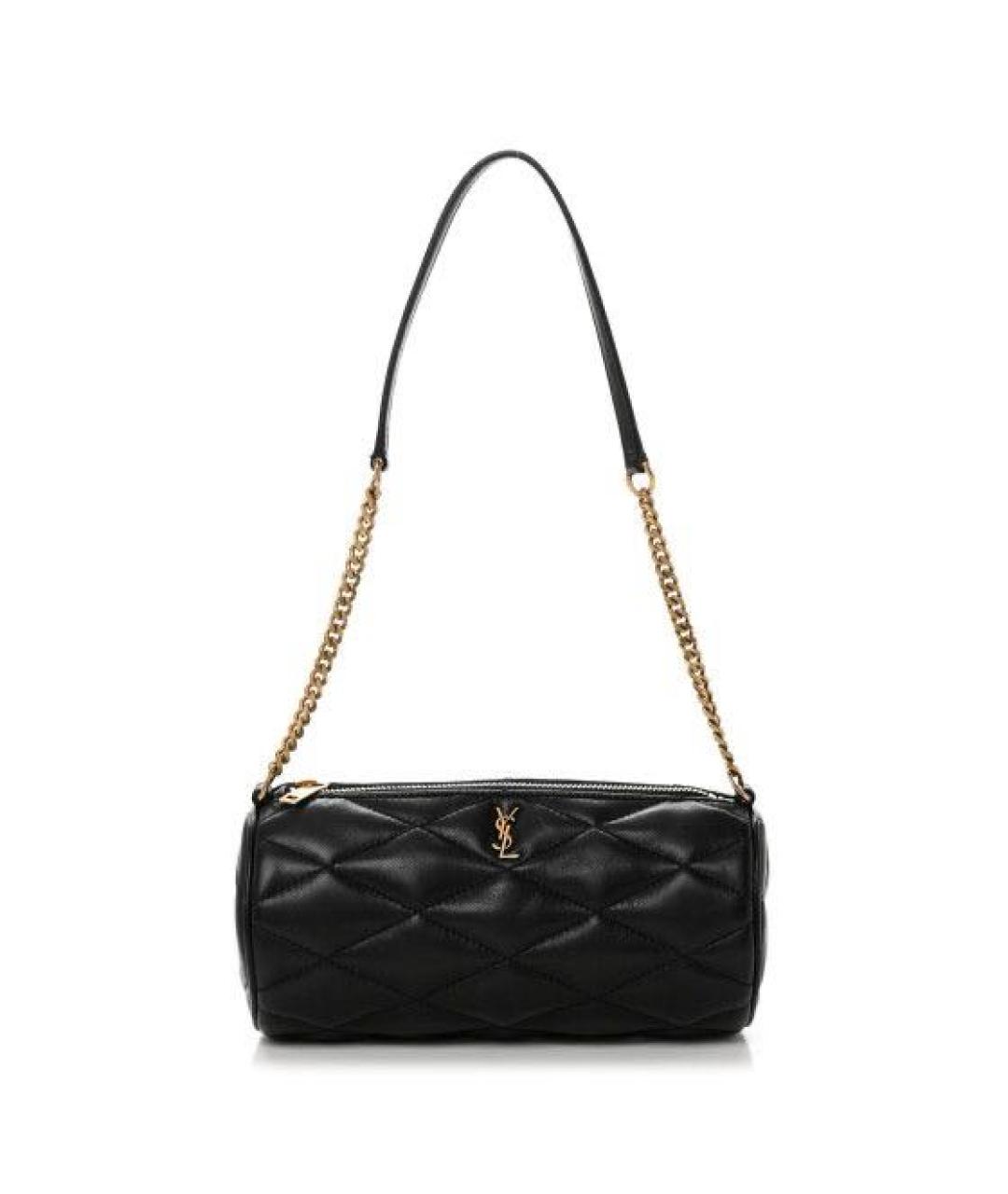 SAINT LAURENT Черная кожаная сумка с короткими ручками, фото 6