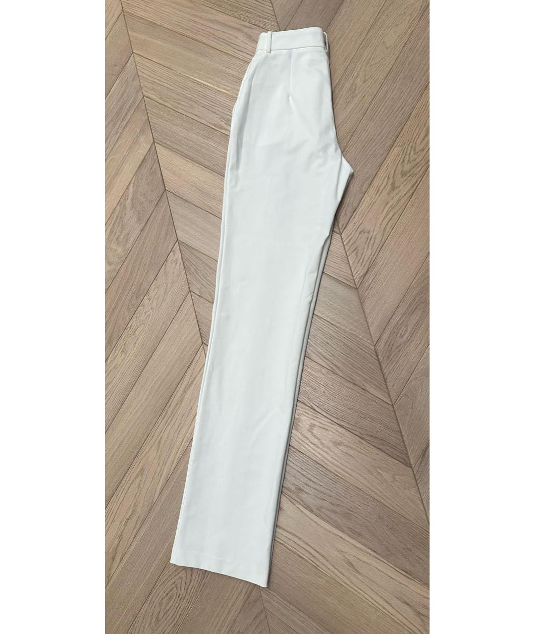ELISABETTA FRANCHI Белые полиэстеровые прямые брюки, фото 4