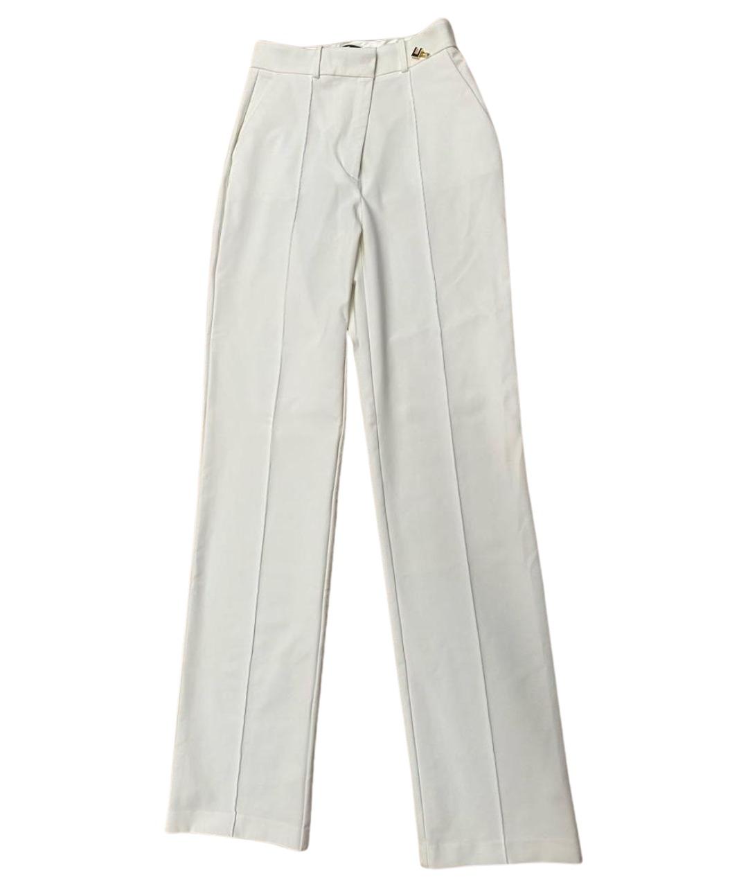 ELISABETTA FRANCHI Белые полиэстеровые прямые брюки, фото 1