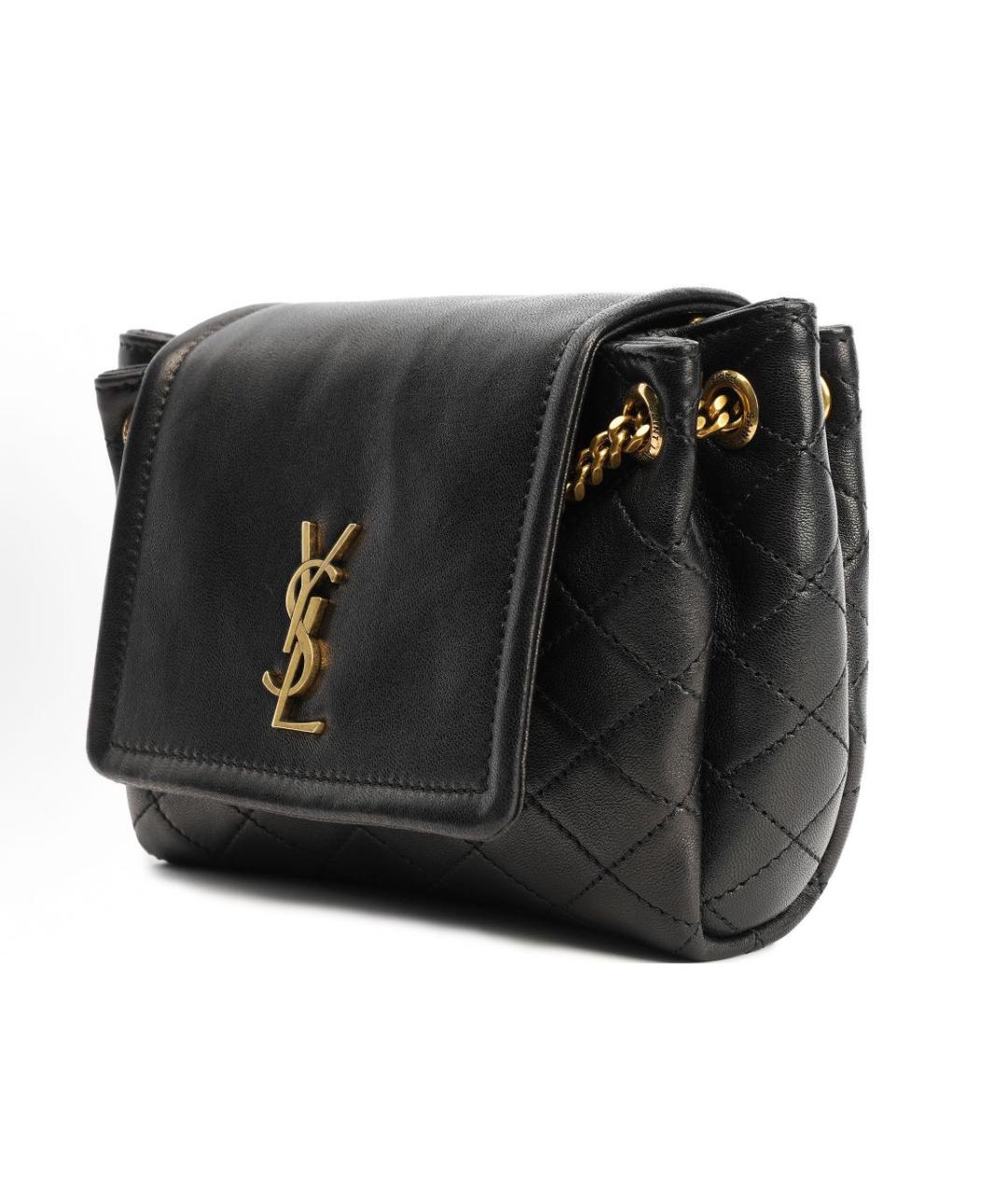 SAINT LAURENT Черная кожаная сумка через плечо, фото 2