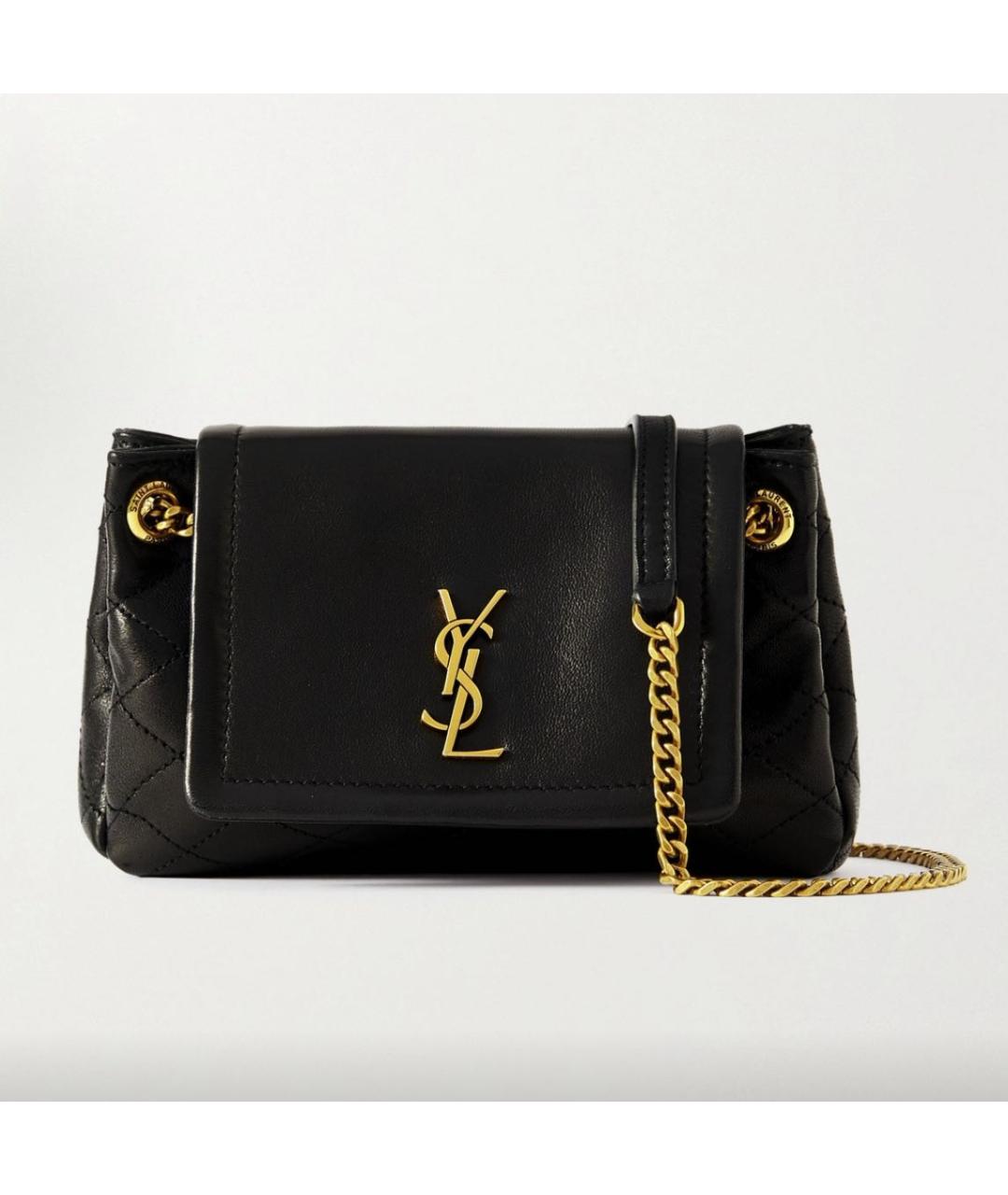 SAINT LAURENT Черная кожаная сумка через плечо, фото 6