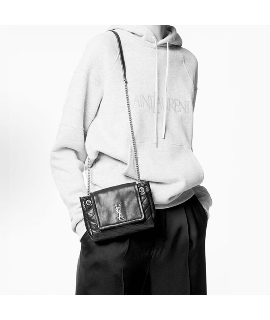 SAINT LAURENT Черная кожаная сумка через плечо, фото 5