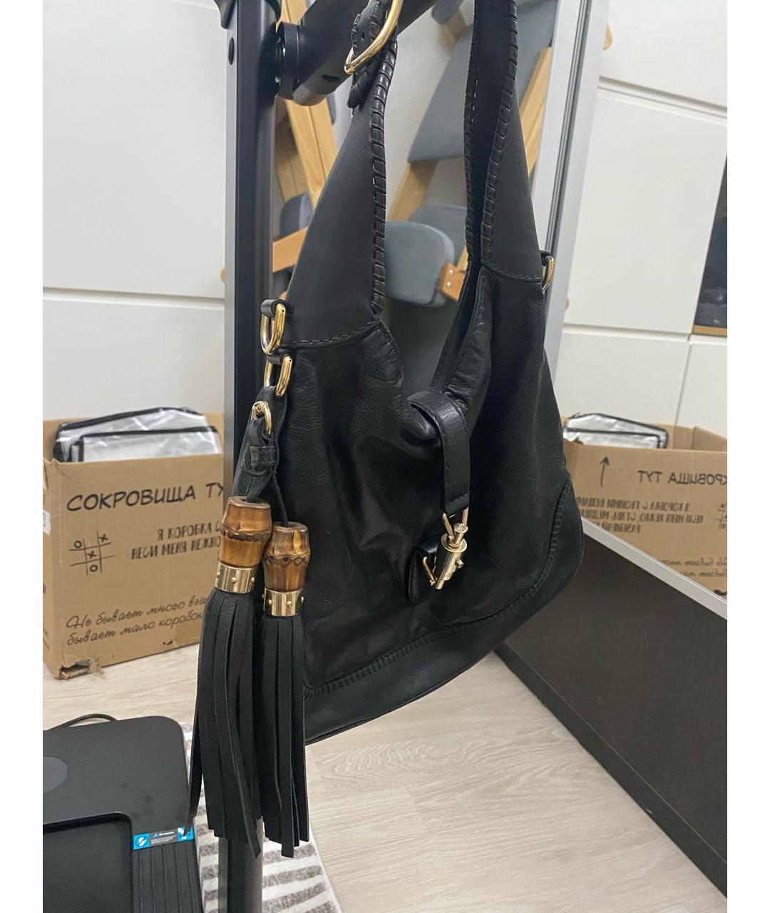 GUCCI Черная кожаная сумка через плечо, фото 7