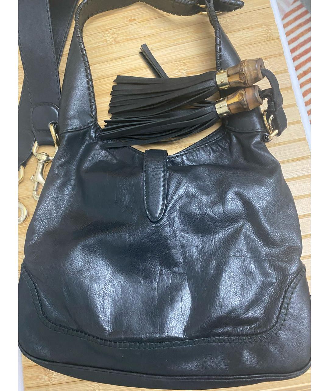 GUCCI Черная кожаная сумка через плечо, фото 4