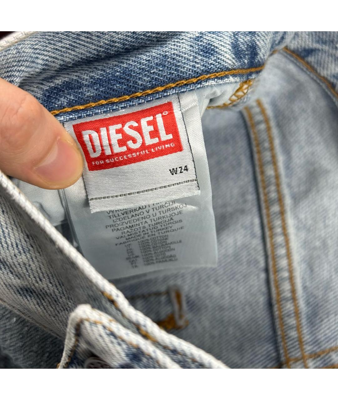 DIESEL Голубые хлопковые прямые джинсы, фото 3