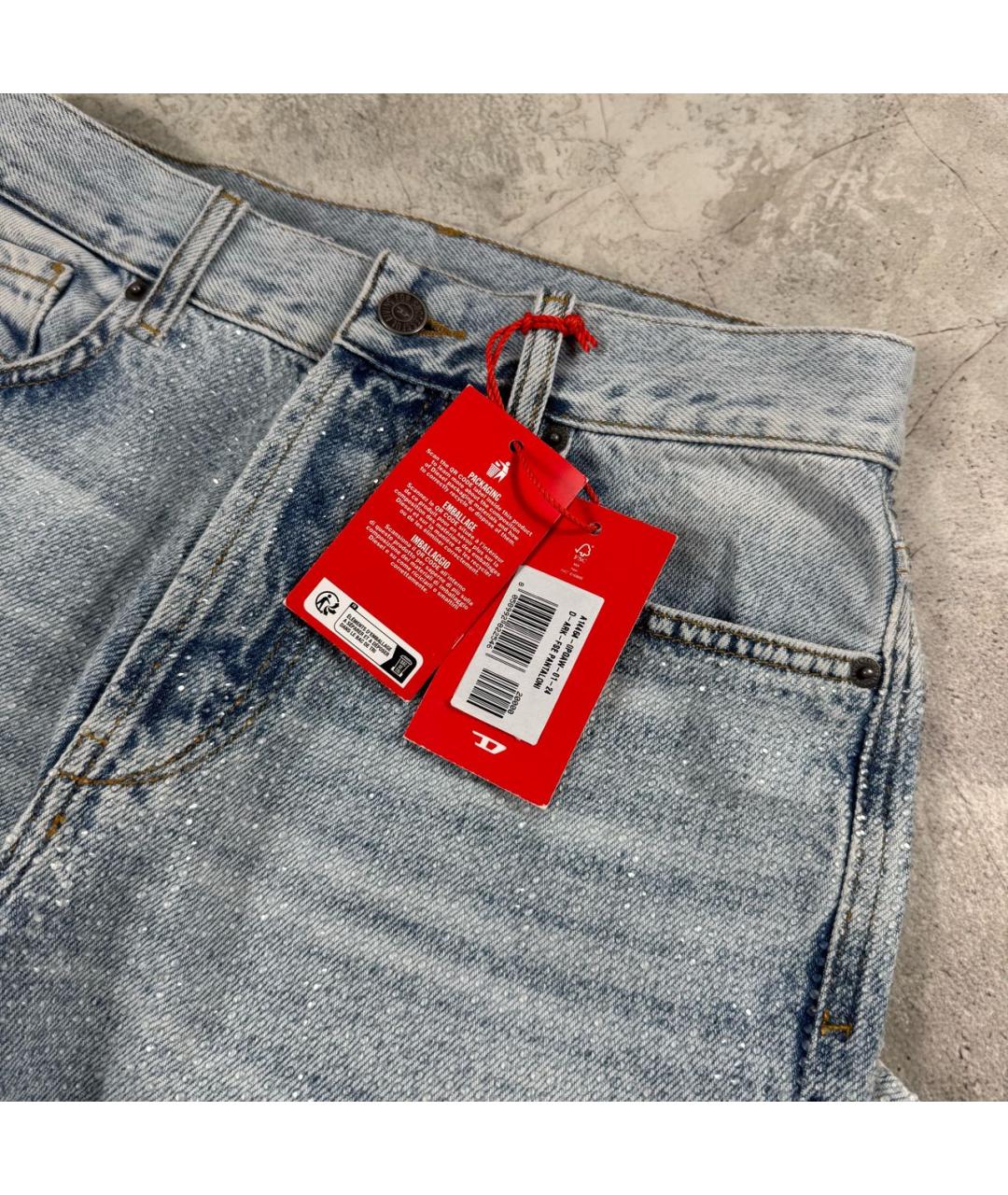 DIESEL Голубые хлопковые прямые джинсы, фото 5