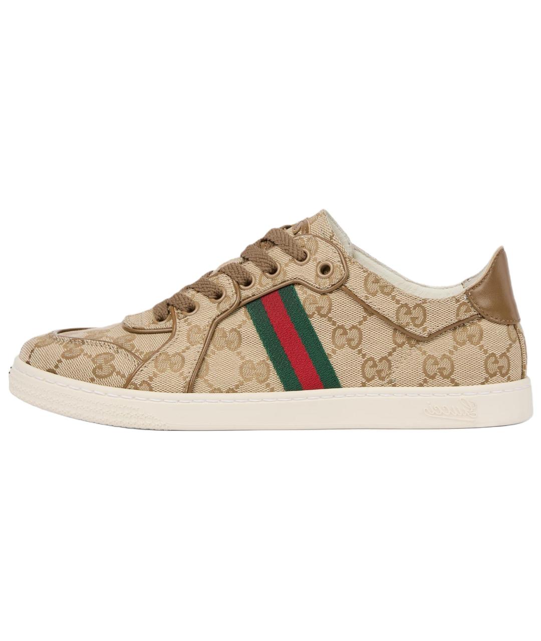 GUCCI Коричневые кожаные кроссовки, фото 2