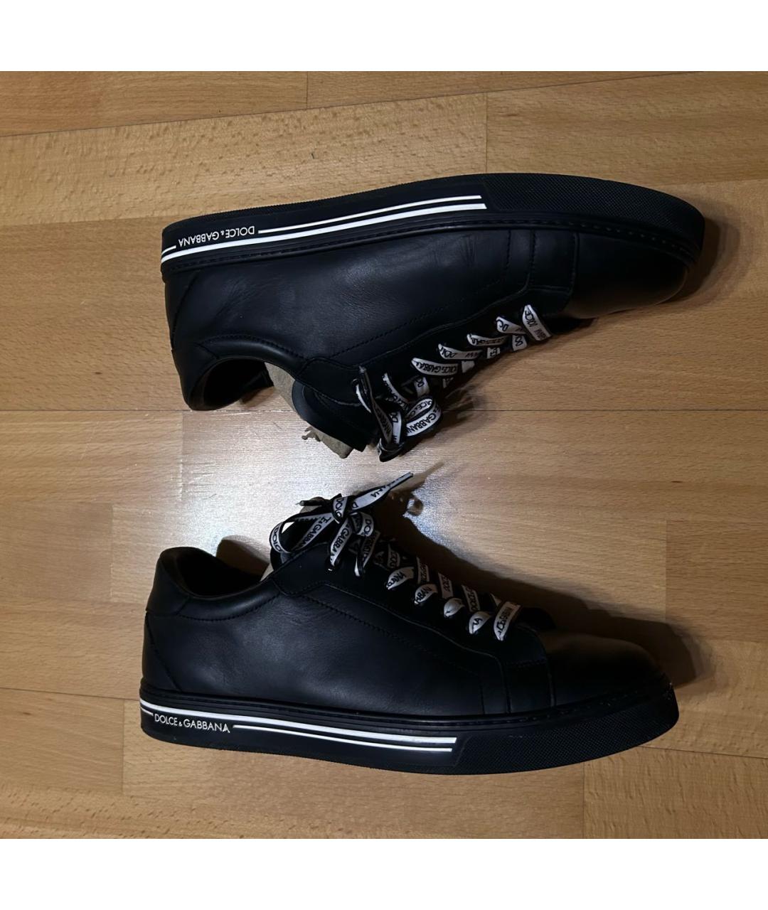 DOLCE&GABBANA Черные кожаные низкие кроссовки / кеды, фото 5