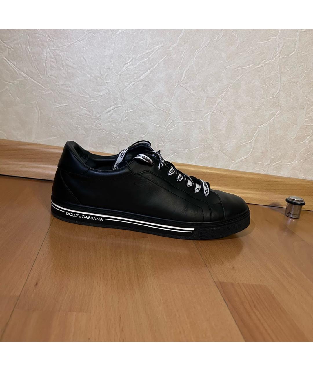 DOLCE&GABBANA Черные кожаные низкие кроссовки / кеды, фото 1