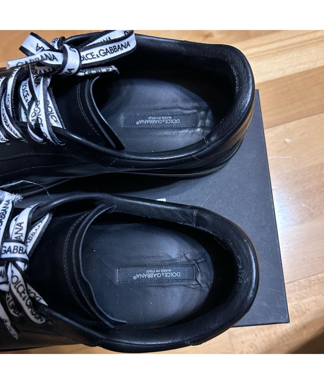 DOLCE&GABBANA Черные кожаные низкие кроссовки / кеды, фото 7