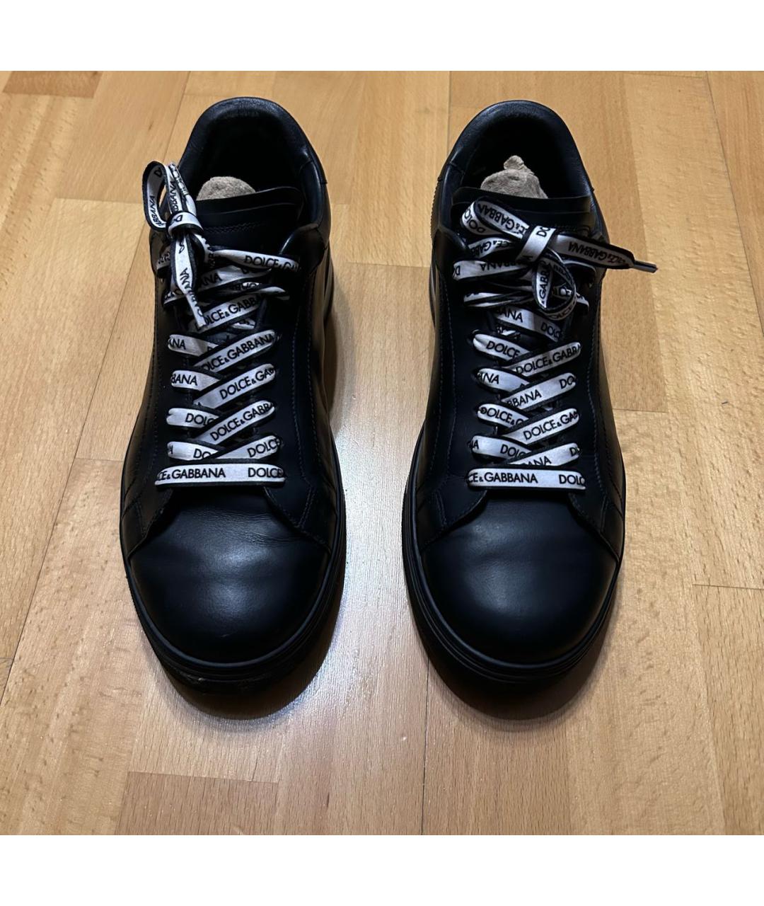 DOLCE&GABBANA Черные кожаные низкие кроссовки / кеды, фото 3
