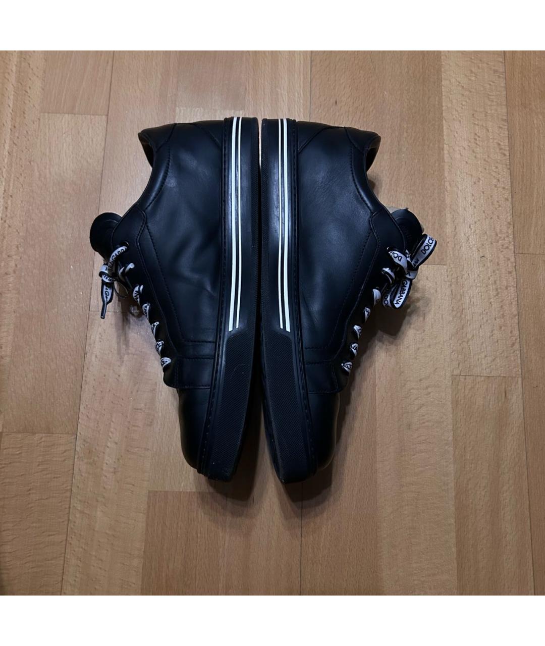 DOLCE&GABBANA Черные кожаные низкие кроссовки / кеды, фото 4