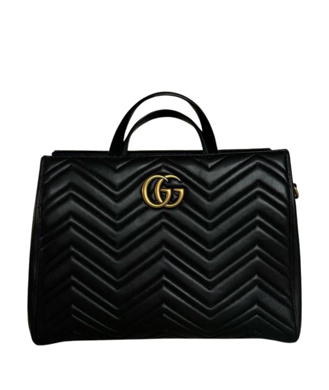 GUCCI Черная кожаная сумка тоут, фото 1