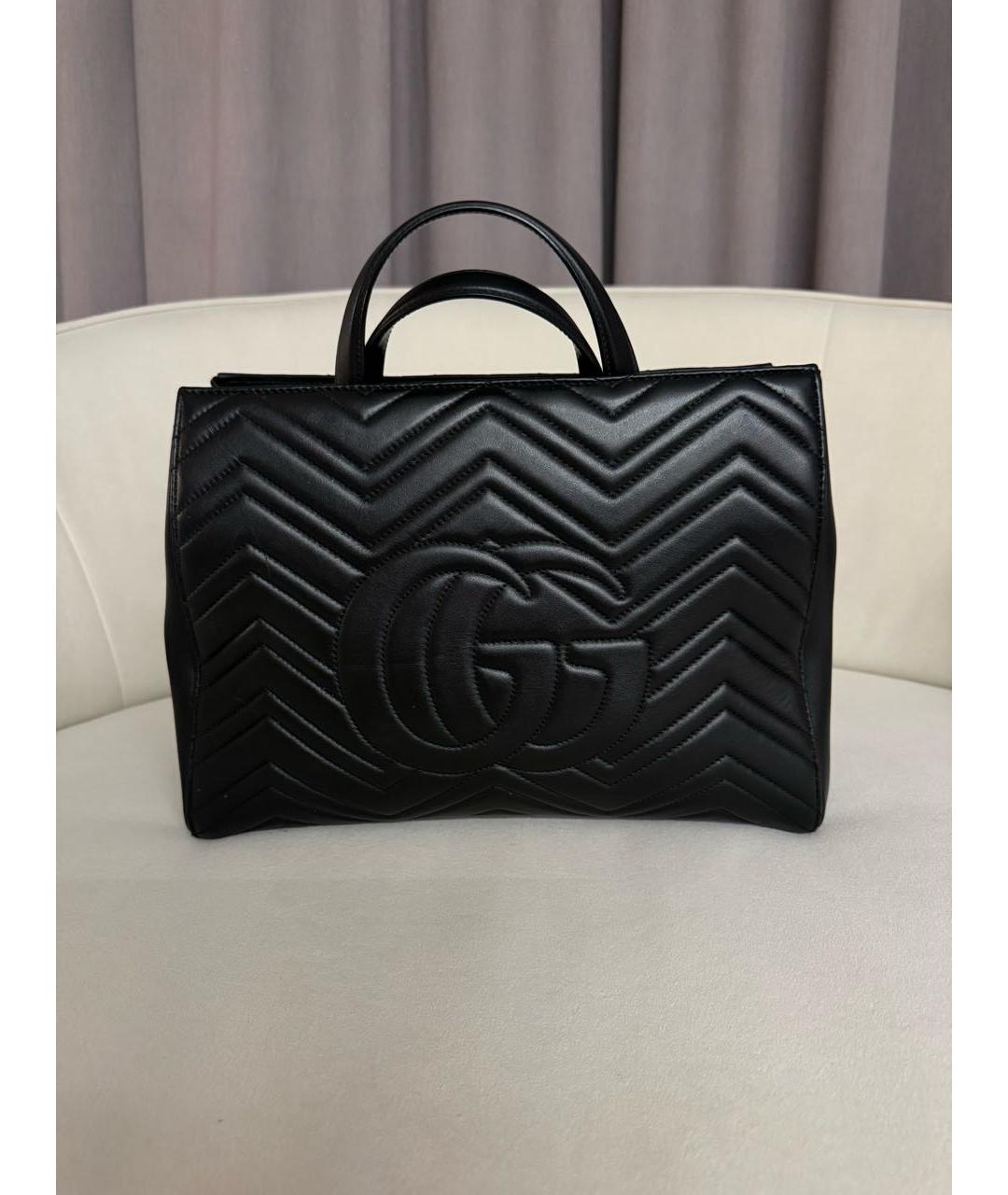 GUCCI Черная кожаная сумка тоут, фото 2