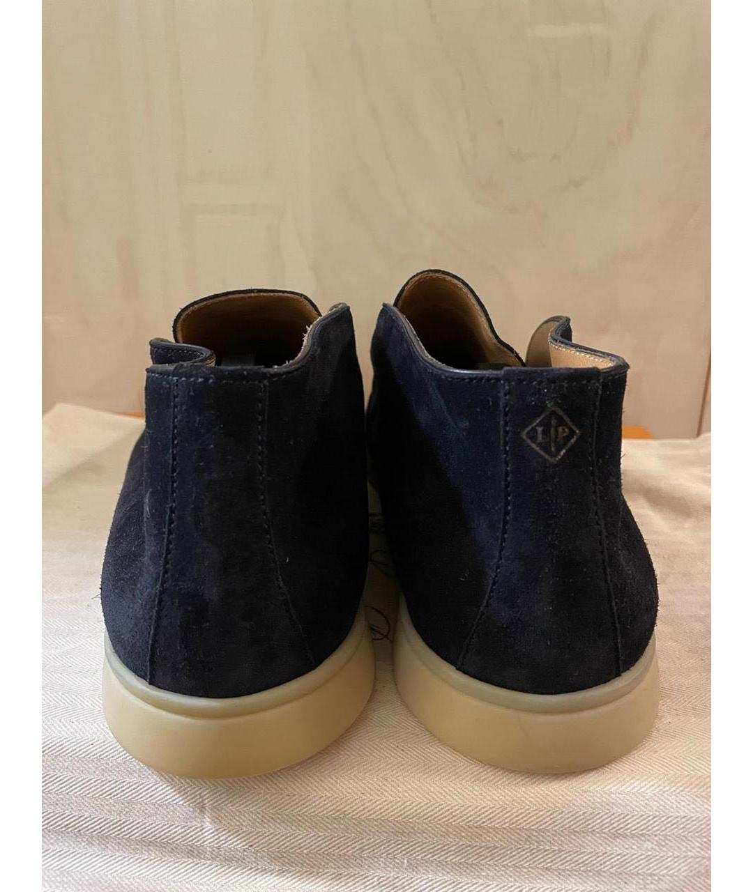 LORO PIANA Темно-синие замшевые лоферы, фото 4