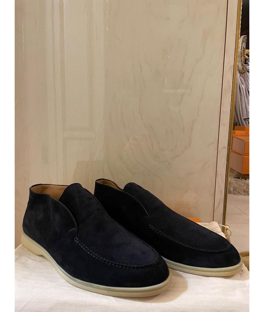LORO PIANA Темно-синие замшевые лоферы, фото 2