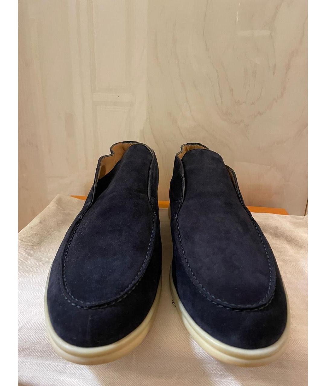 LORO PIANA Темно-синие замшевые лоферы, фото 3