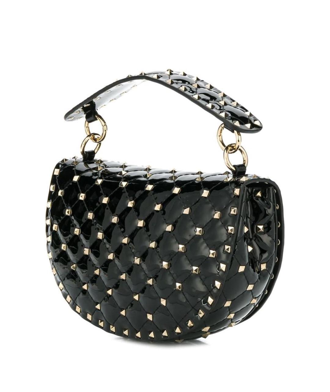 VALENTINO Черная сумка с короткими ручками из лакированной кожи, фото 3