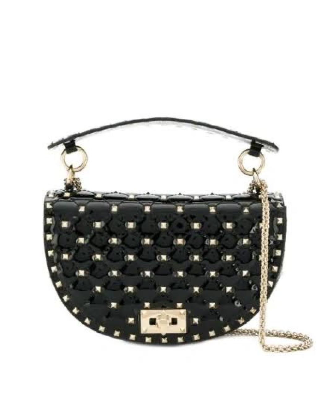 VALENTINO Черная сумка с короткими ручками из лакированной кожи, фото 1