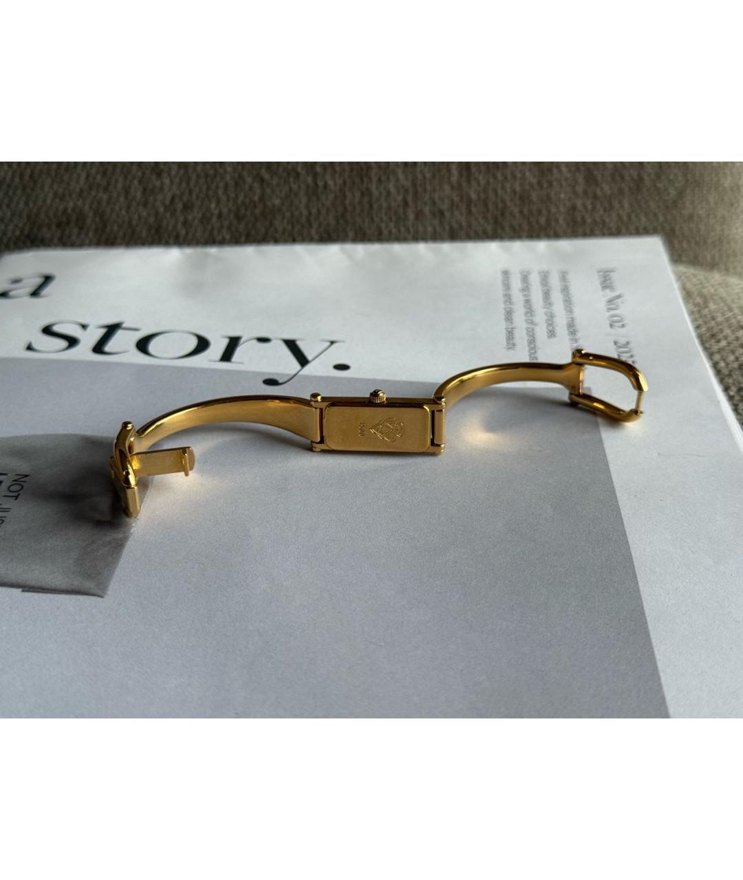 GUCCI Черные позолоченные часы, фото 2