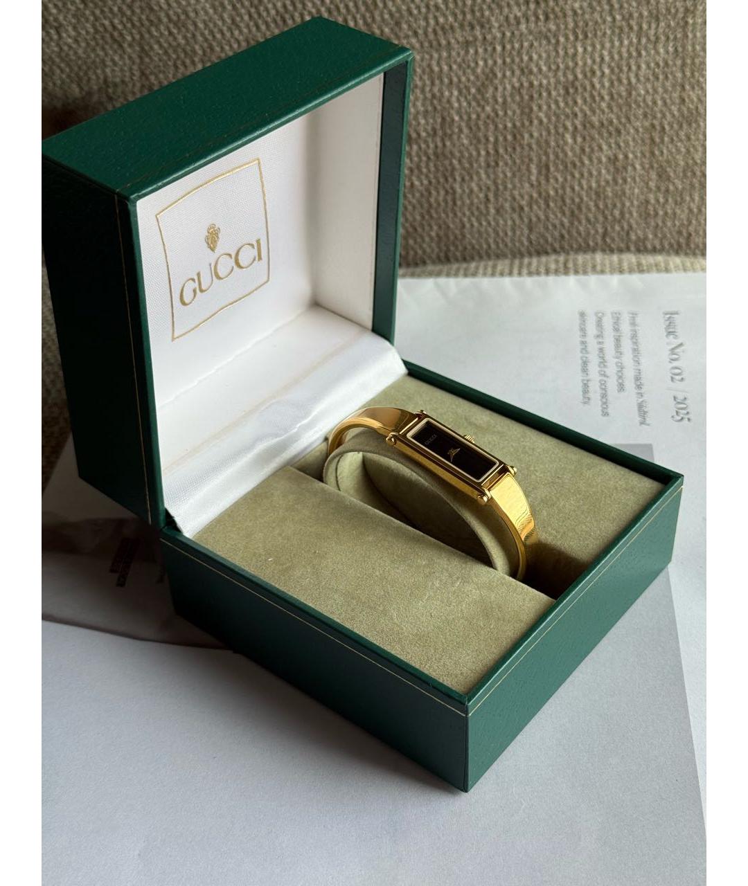 GUCCI Черные позолоченные часы, фото 6