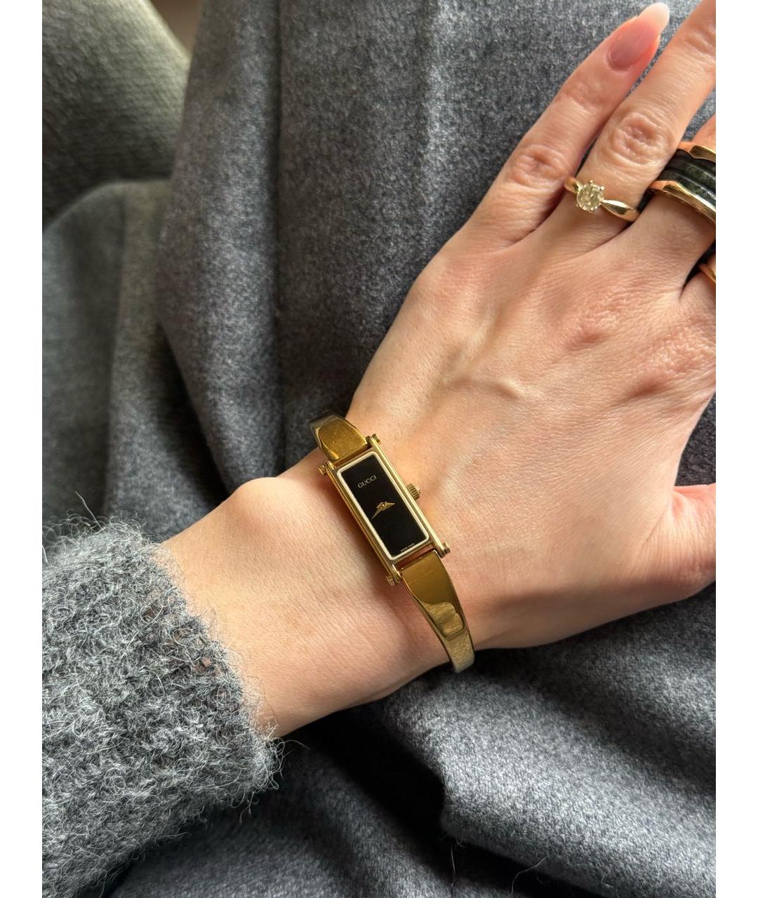 GUCCI Черные позолоченные часы, фото 7