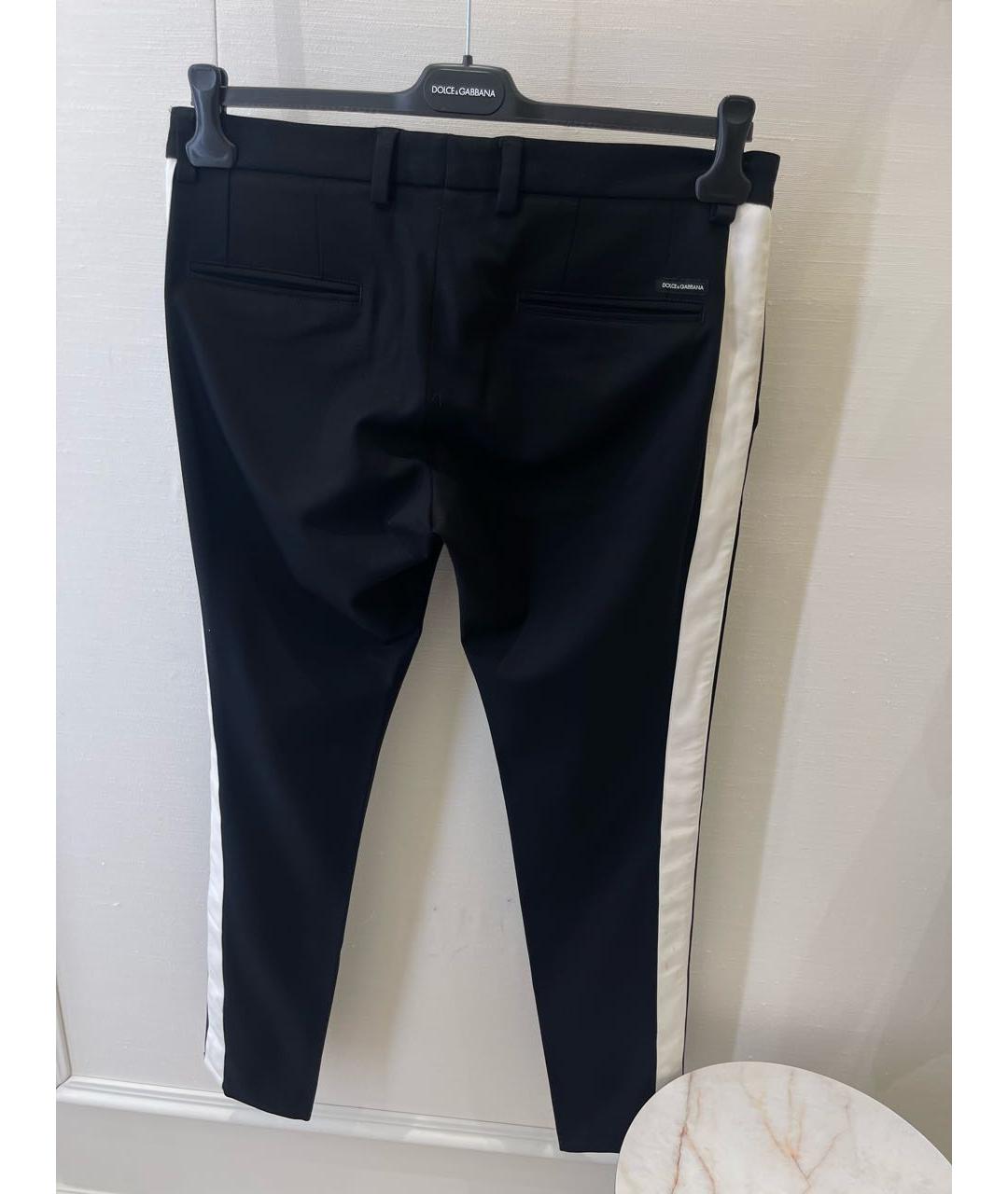 DOLCE&GABBANA Черные шерстяные повседневные брюки, фото 2