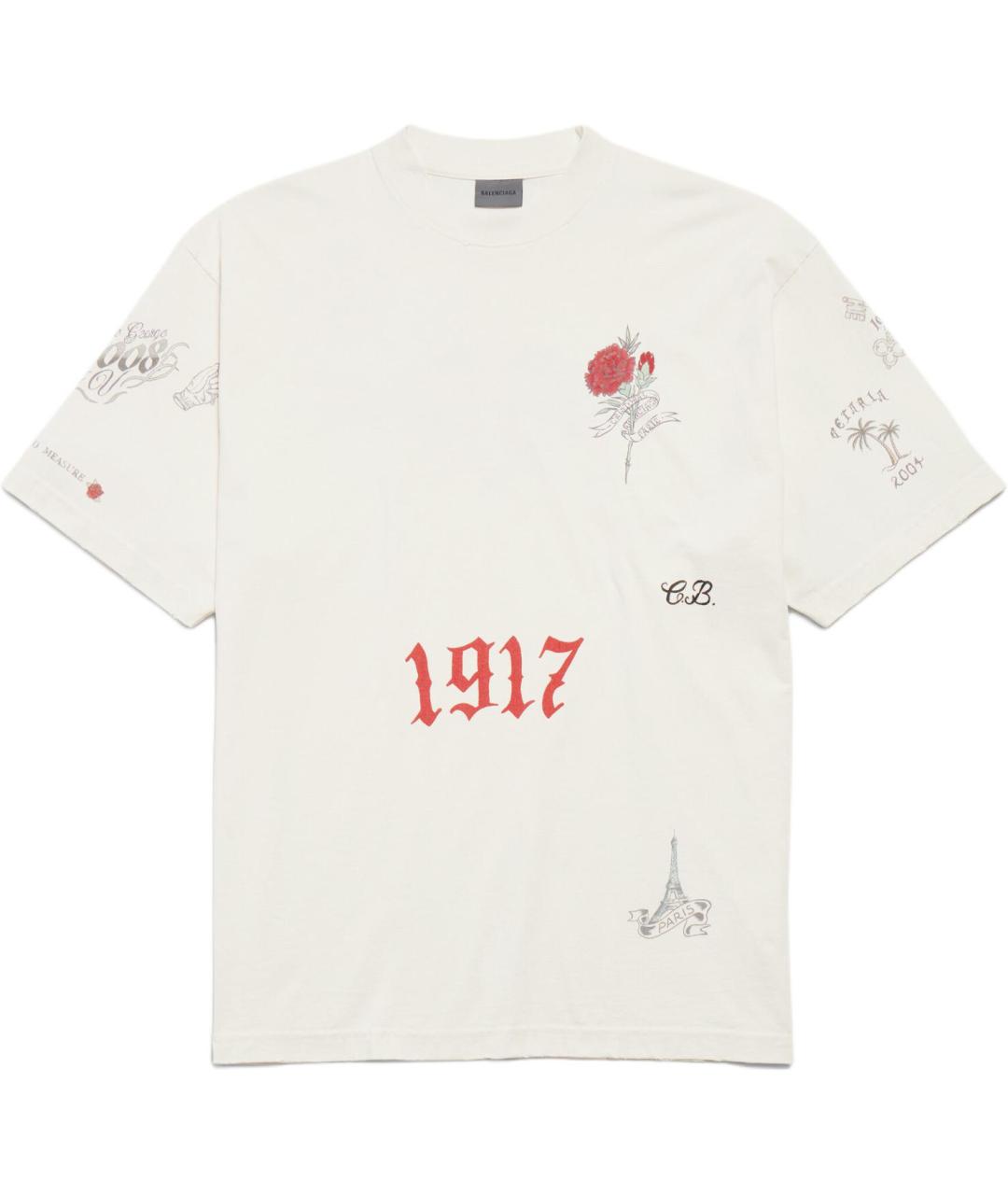 BALENCIAGA Белая хлопковая футболка, фото 1
