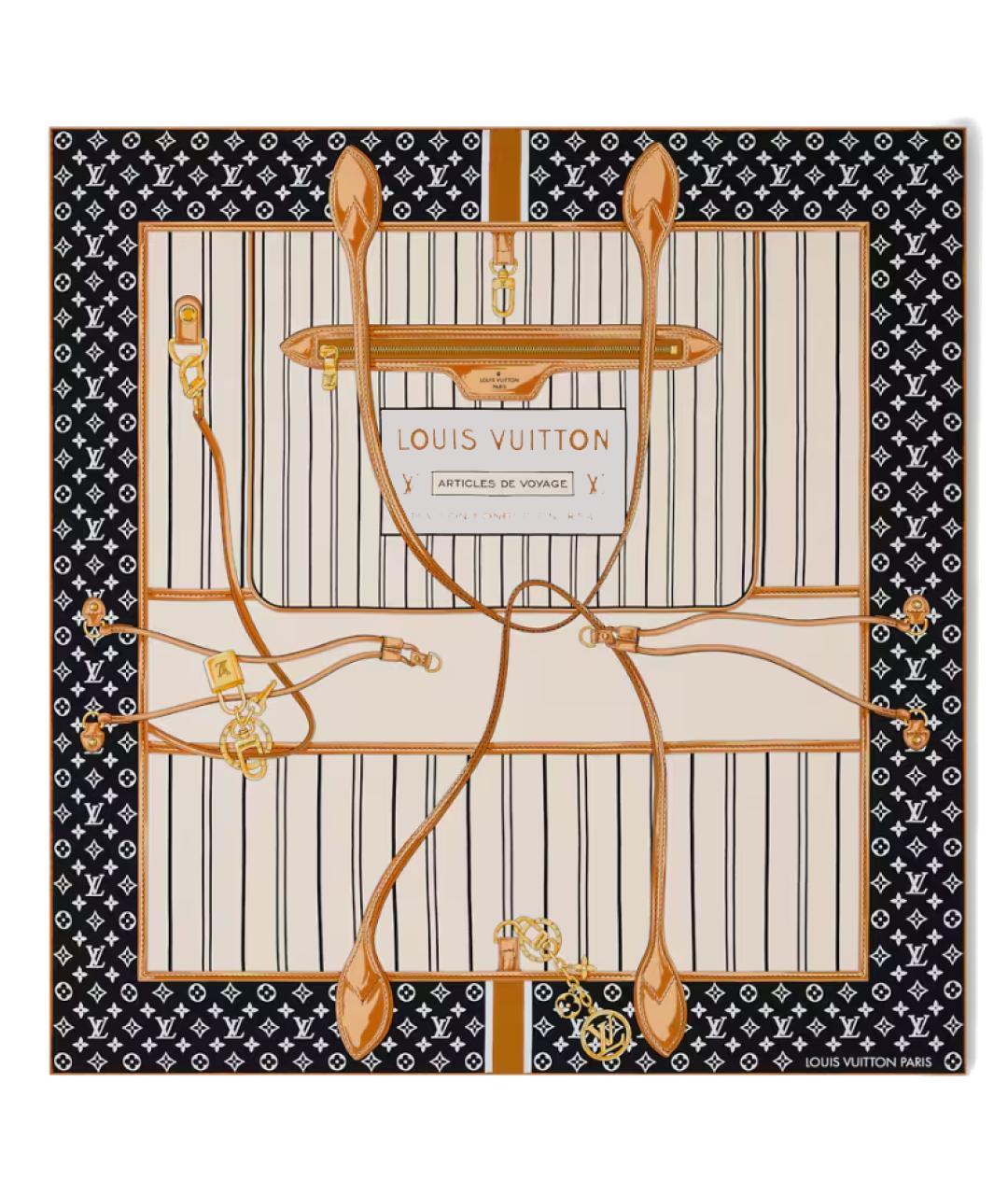 LOUIS VUITTON Черный шелковый шарф, фото 3