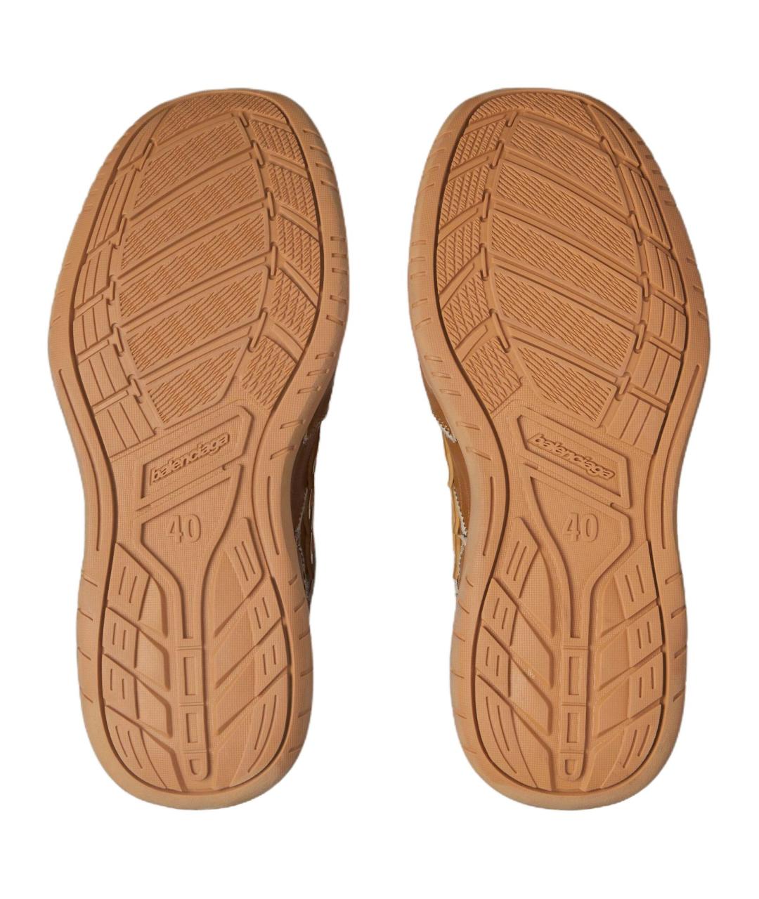 BALENCIAGA Коричневые кожаные низкие кроссовки / кеды, фото 5