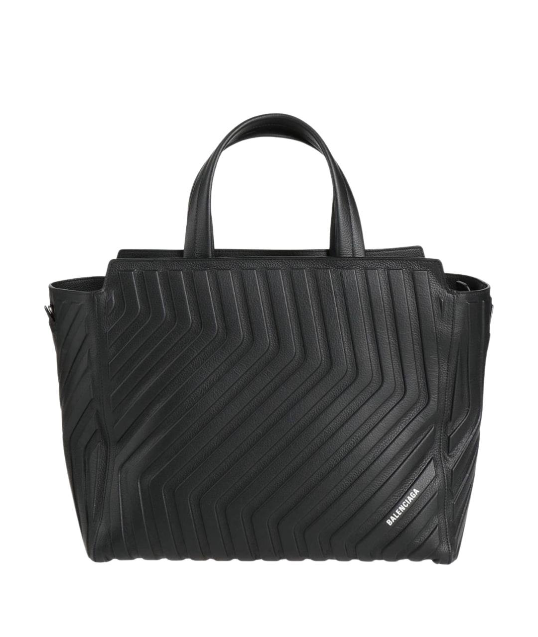 BALENCIAGA Черная кожаная сумка тоут, фото 1